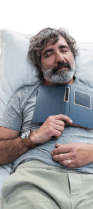 Man relaxing in bed